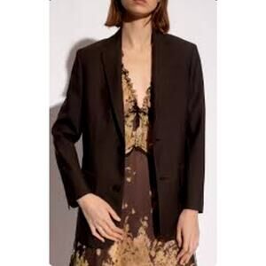 NEW! Lafayette 148 Stretch Wool 2 Button Blazer Fitted Jacket Dark Brown M 8